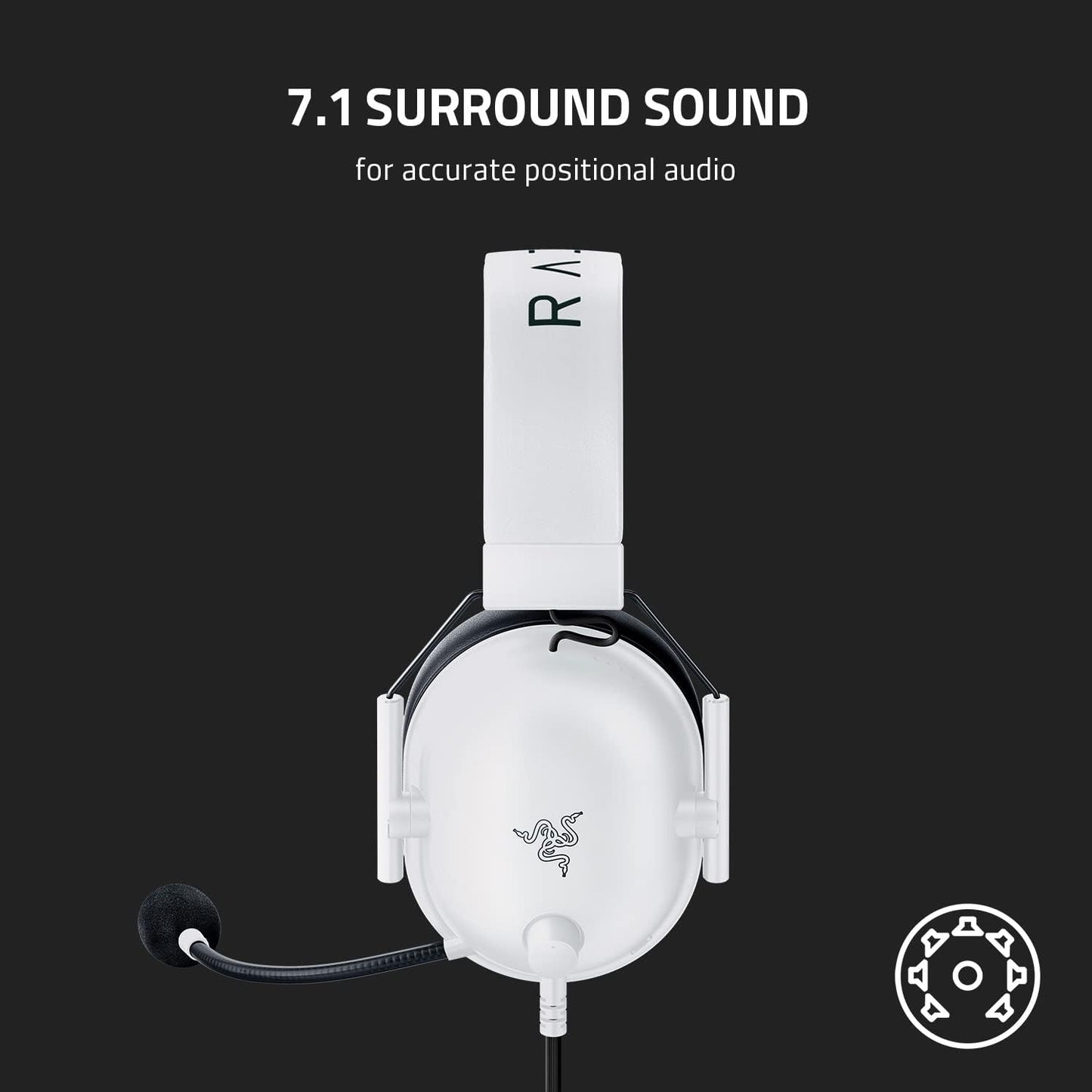 Blackshark V2 X Gaming Headset: 7.1 Surround Sound - 50Mm Drivers - Memory Foam Cushion - for PC, Mac, PS4, PS5, Switch - 3.5Mm Audio Jack - White