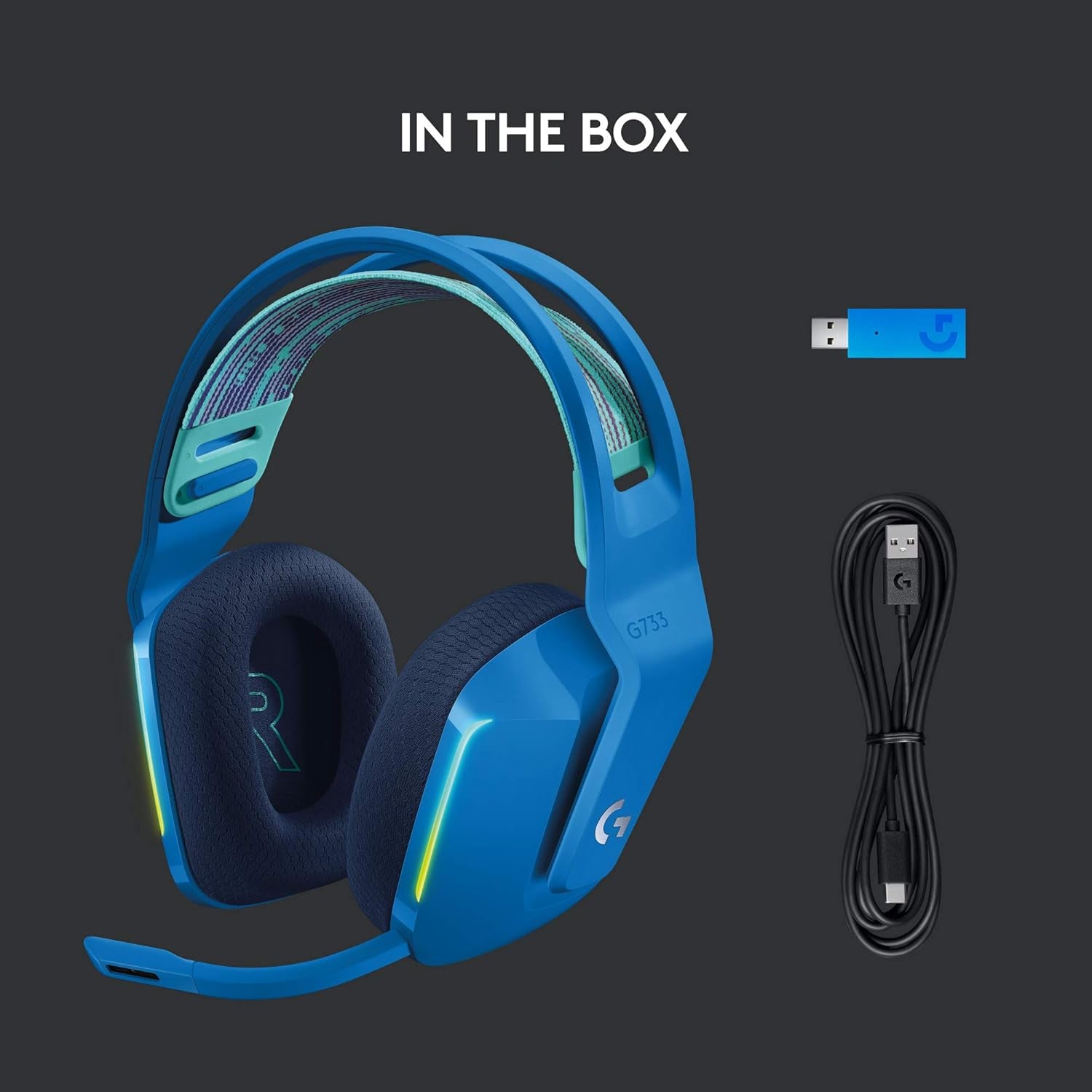 733 LIGHTSPEED Wireless Gaming Headset with Suspension Headband, LIGHTSYNC RGB, Blue VO!CE Mic Technology and PRO-G Audio Drivers - Blue