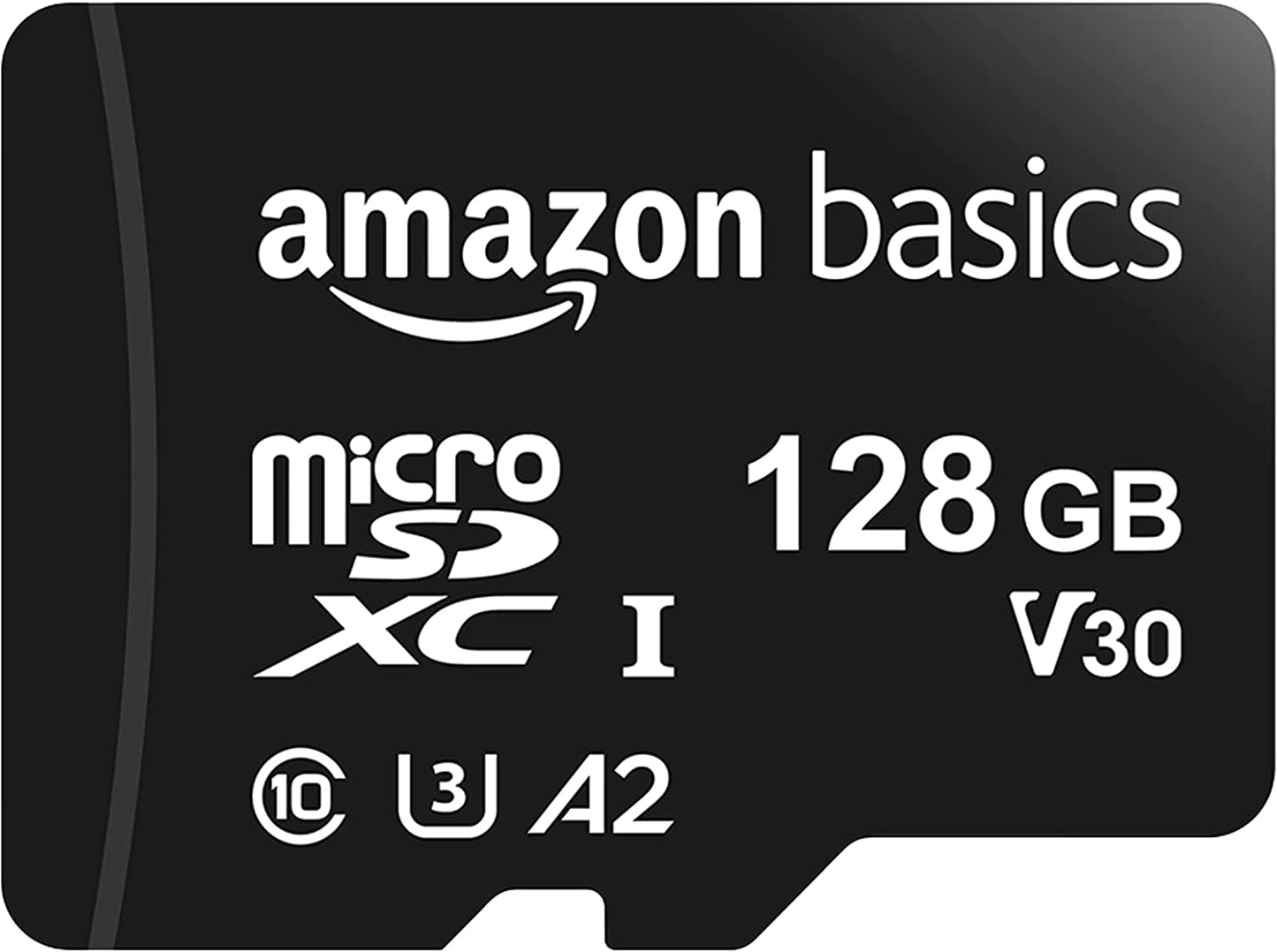 Micro SDXC Memory Card with Full Size Adapter, A2, U3, Read Speed up to 100 Mb/S, 128 GB, Black