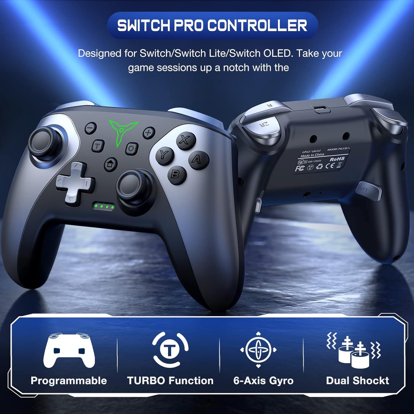 Wireless Switch Controller for Nintendo Switch/Lite/Oled Controller, Switch Controller with a Mouse Touch Feeling on Back Buttons, Extra Switch Pro Controller with Wake-Up,Programmable, Turbo Function