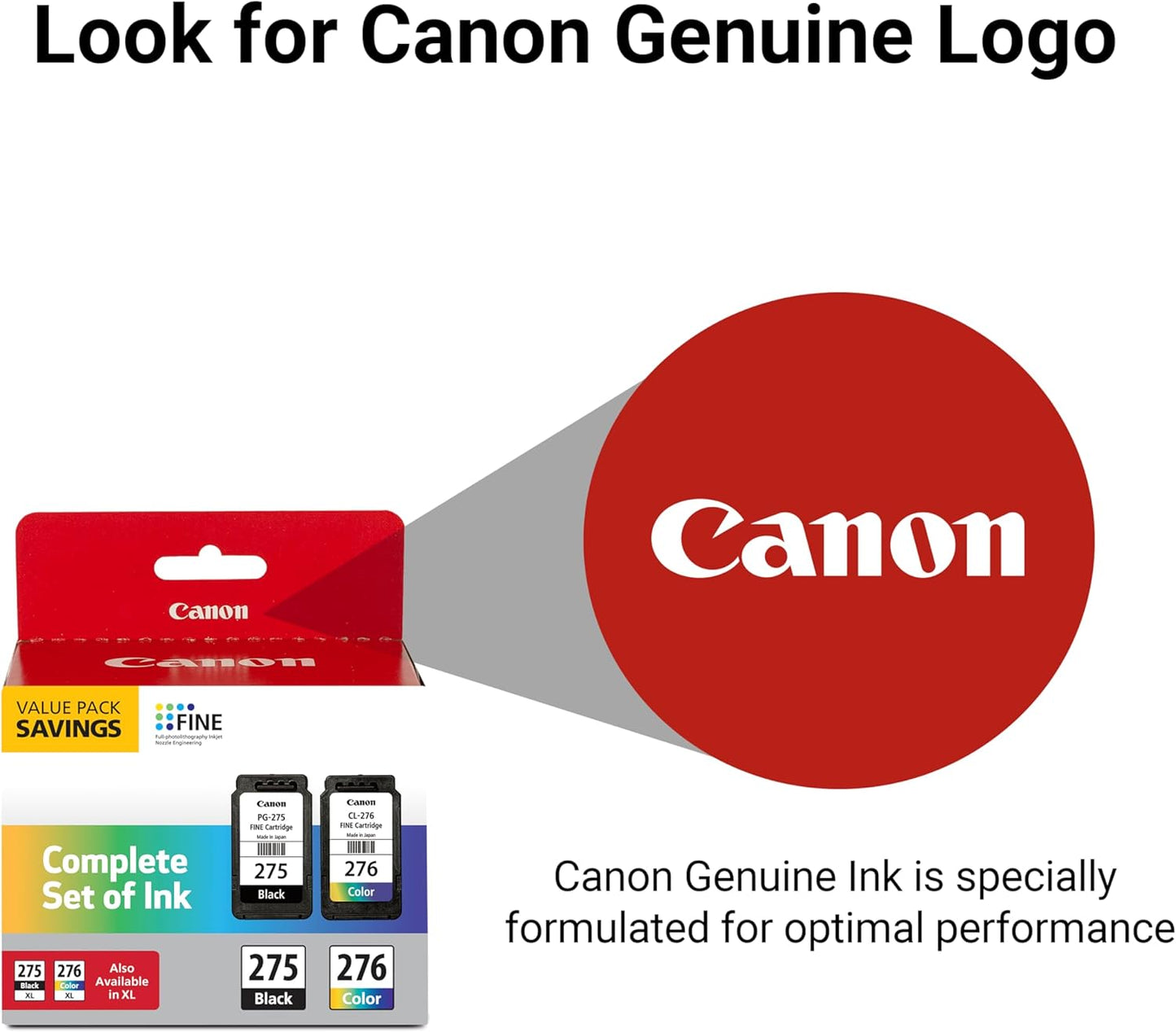 PG-275 / CL-276 Genuine Ink Value Pack (2 Cartridges), Compatible with TS3520/3522/4722/3720/3722, TR4720