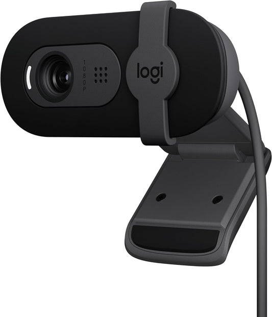 Brio 101 Full HD 1080P Webcam Made for Meetings and Works for Streaming — Auto-Light Balance, Built-In Mic, Privacy Shutter, USB-A, for Microsoft Teams, Google Meet, Zoom, and More - Black