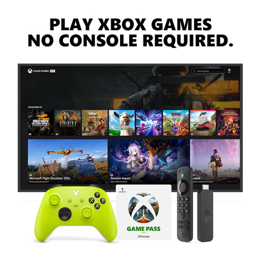 Amazon Fire TV Stick 4K, Electric Volt Core Wireless Controller, and 1 Month Game Pass Ultimate Bundle