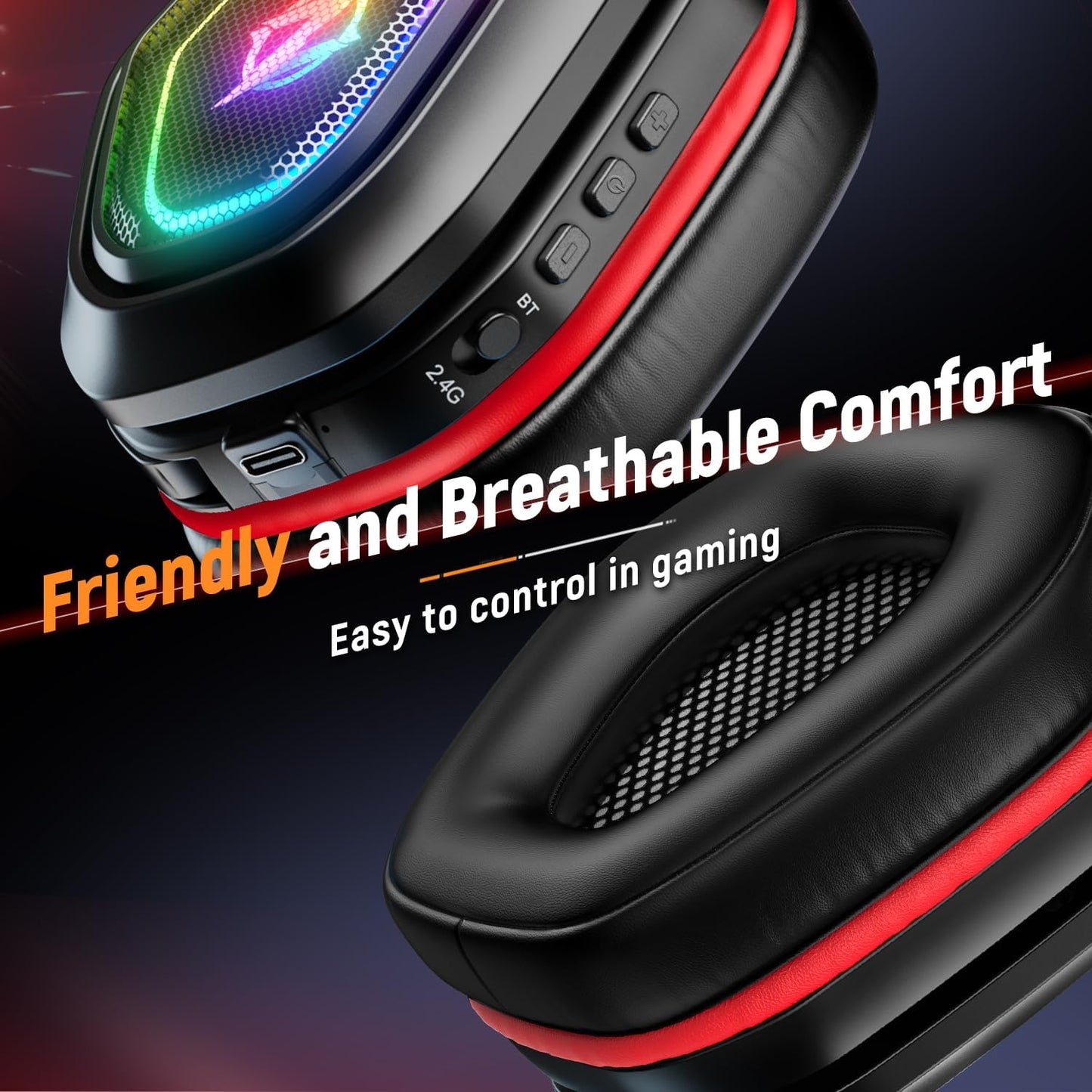 Wireless Gaming Headset with Flip Microphone