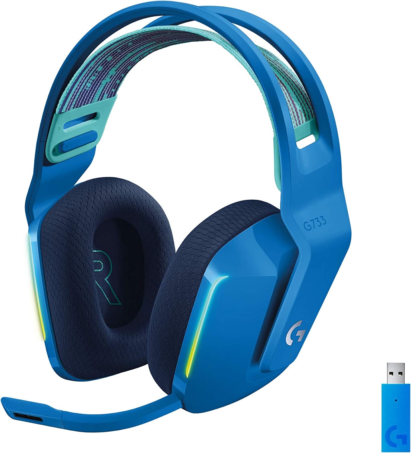 733 LIGHTSPEED Wireless Gaming Headset with Suspension Headband, LIGHTSYNC RGB, Blue VO!CE Mic Technology and PRO-G Audio Drivers - Blue