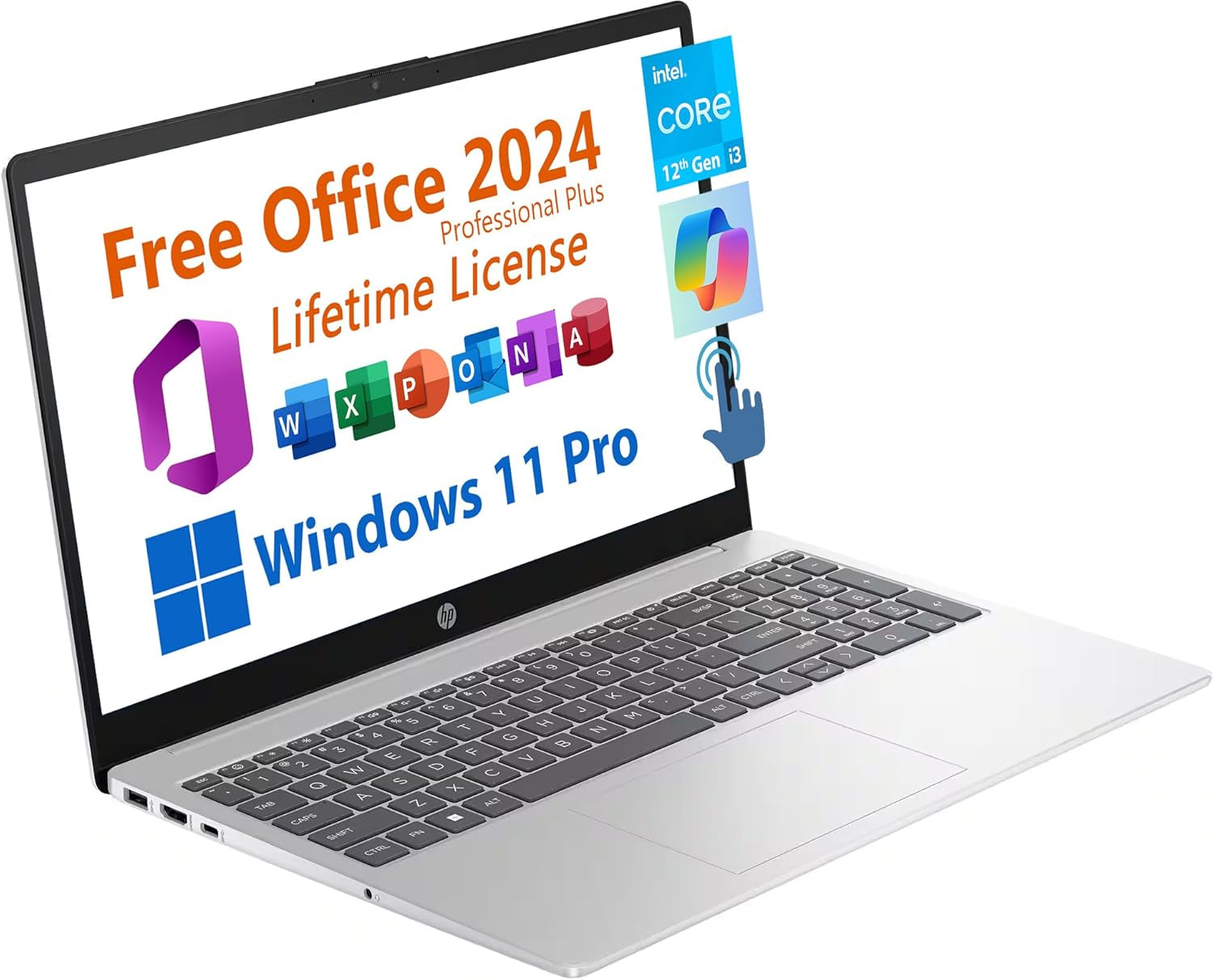 15.6" Business Laptop, Free Microsoft Office 2024 Lifetime License, Copilot AI Chat, HD Touchscreen Display, Intel 6-Core I3-1215U 4.4 Ghz, 16GB RAM, 1TB SSD, Long Battery Life, Windows 11 Pro