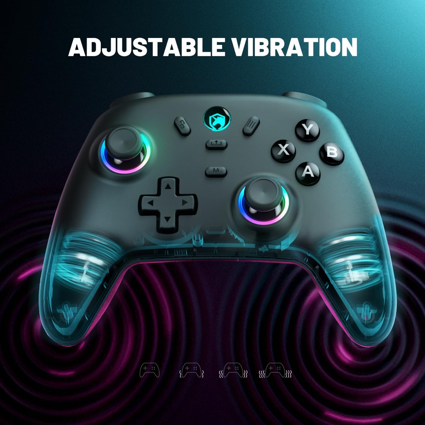 Wireless PC Gaming Controller - Hall Effect Joystick, 2.4G & Wired 1000Hz Polling Rate, 800Mah Battery, Adjustable Turbo/Vibration - for Pc/Switch/Ios/Android