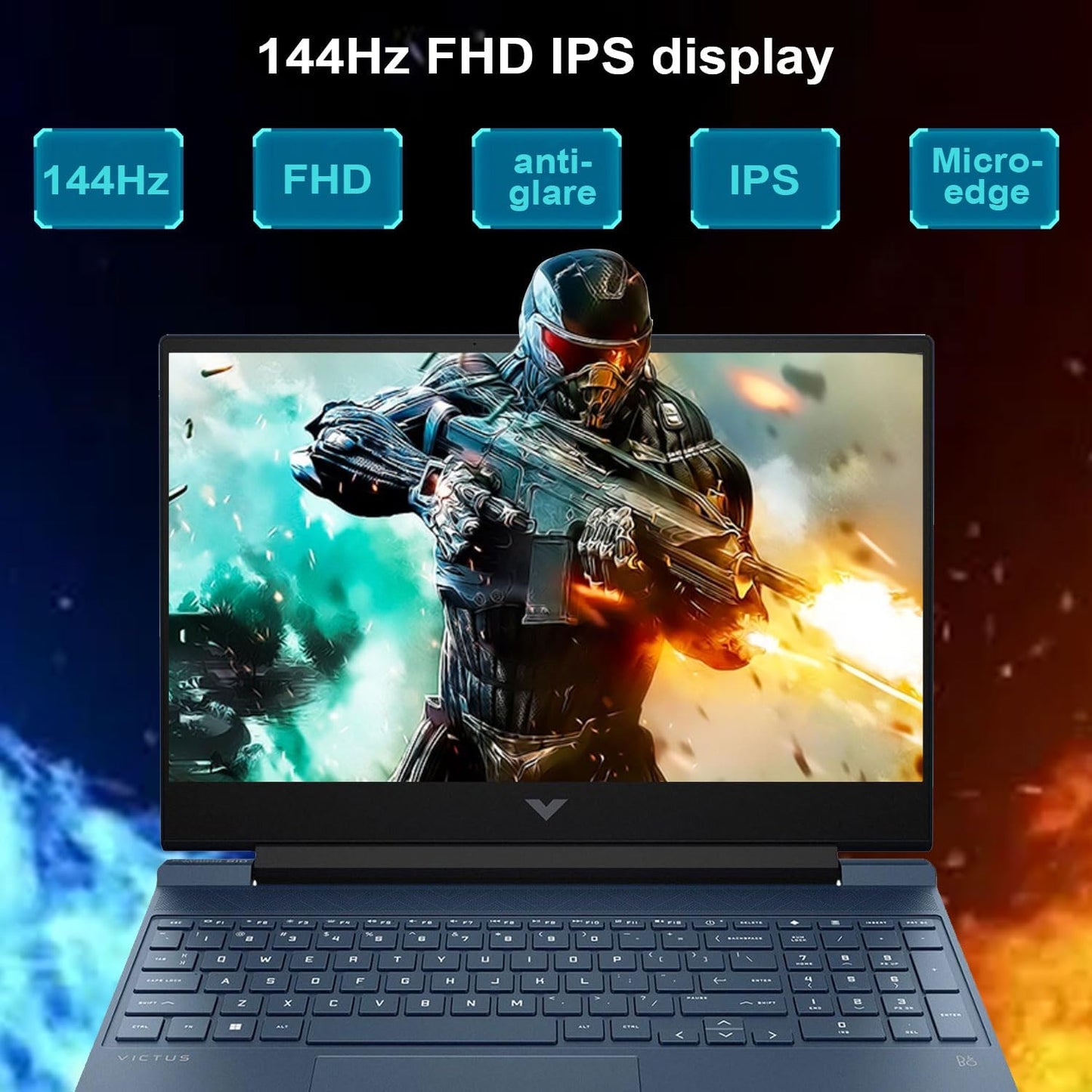 Victus 15.6 I5 Gaming Laptop, 15.6" FHD 1920*1080 144Hz, Intel Core I5-12450H, NVIDIA Geforce RTX 3050, 32GB RAM, 1TB SSD, Backlit KB, Toucad, SD Card Reader, Webcam, HDMI, Wi-Fi 6, W11 H, Blue