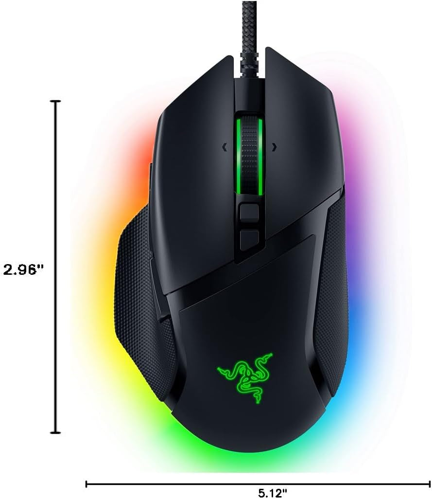 Basilisk V3 Customizable Ergonomic Gaming Mouse: Fastest Gaming Mouse Switch - Chroma RGB Lighting - 26K DPI Optical Sensor - 11 Programmable Buttons - Hyperscroll Tilt Wheel - Classic Black