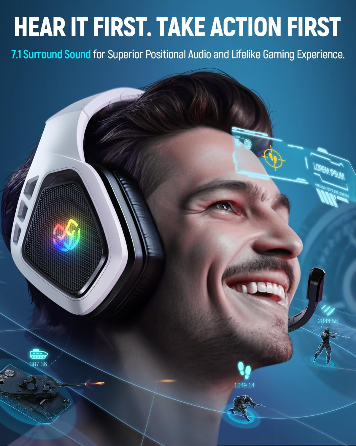 Wireless Gaming Headset for PC, Ps5, Ps4, 2.4 Ghz USB & Type-C Gaming Headphones with Microphone, 30H Battery Bluetooth Headphones for Switch, Laptop, Mobile, Mac