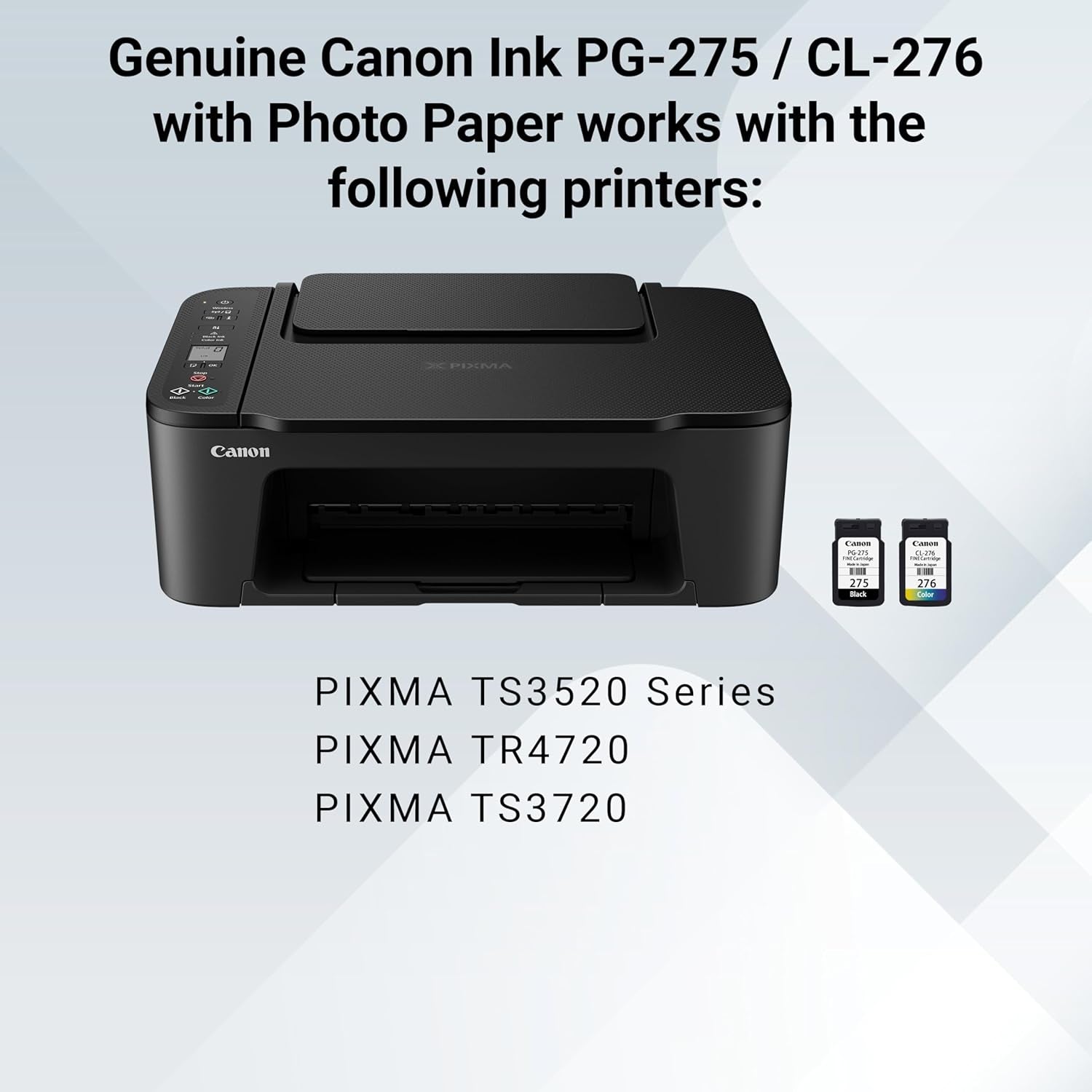 PG-275 / CL-276 Genuine Ink Value Pack (2 Cartridges), Compatible with TS3520/3522/4722/3720/3722, TR4720