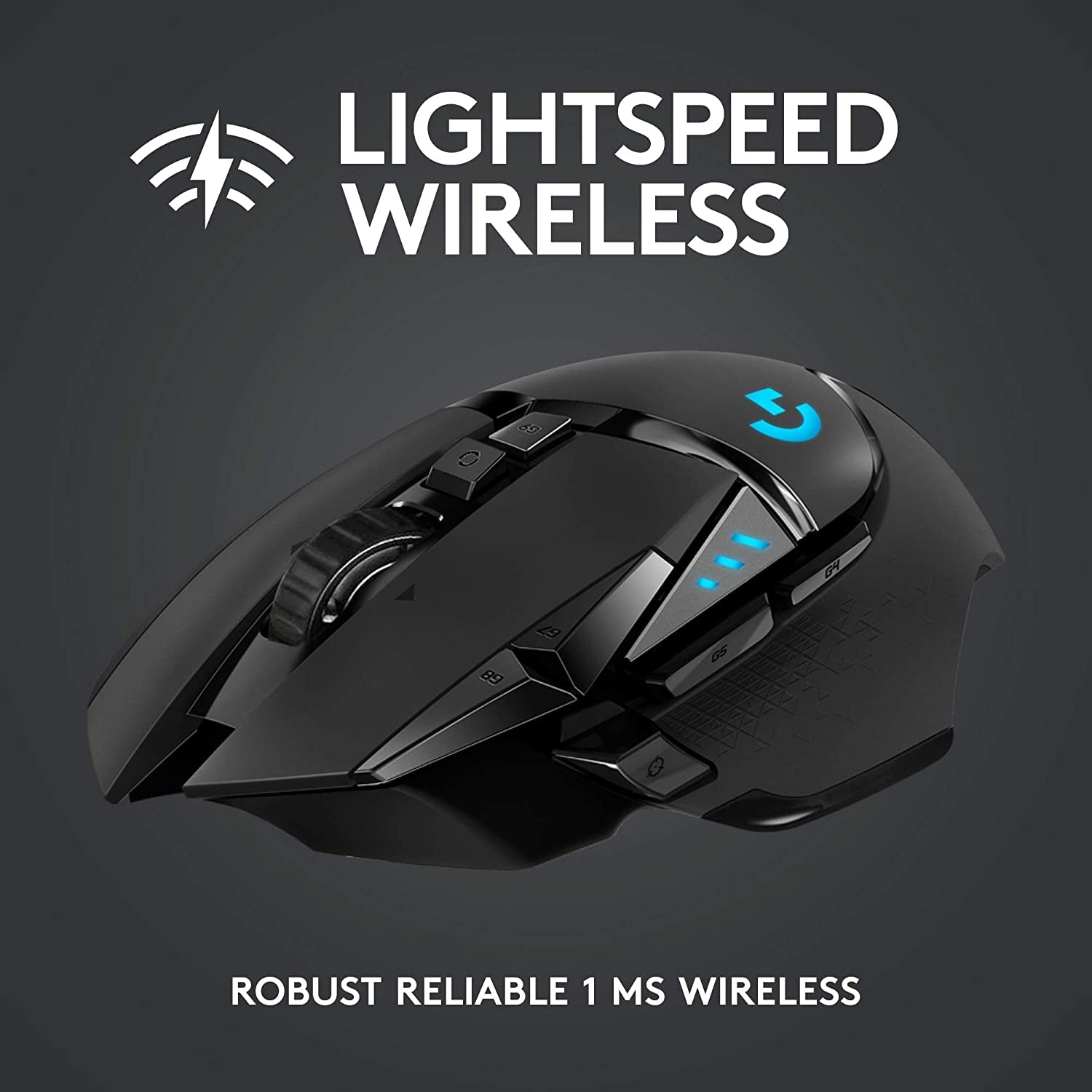 502 Lightspeed Wireless Gaming Mouse with Hero 25K Sensor, Powerplay Compatible, Tunable Weights and Lightsync RGB - Black