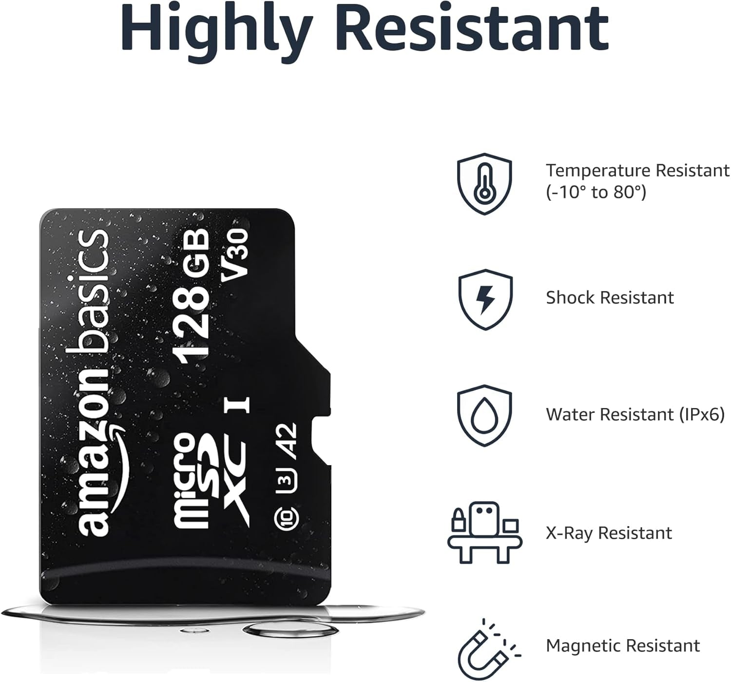 Micro SDXC Memory Card with Full Size Adapter, A2, U3, Read Speed up to 100 Mb/S, 128 GB, Black