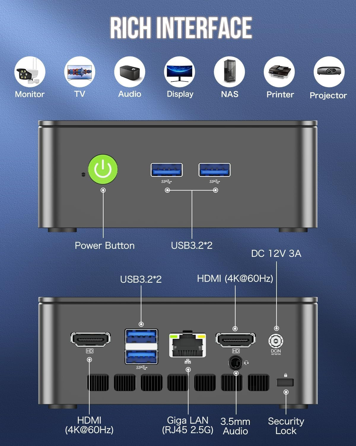 Mini PC Intel N150 (Turbo 3.6Ghz) 16GB DDR4 1TB Pcie M.2 Nvme SSD, Desktop Computer 4K Dual HDMI Display/4X Usb3.2/Wifi 6/BT5.2/RJ45 Ethernet Nucbox G3 Plus