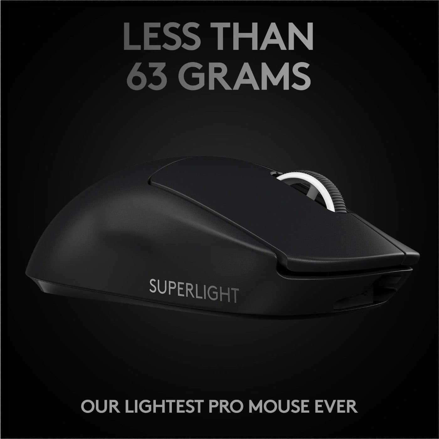 PRO X SUPERLIGHT Wireless Gaming Mouse, Ultra-Lightweight, HERO 25K Sensor, 25,600 DPI, 5 Programmable Buttons, Long Battery Life, Compatible with PC / Mac - Black