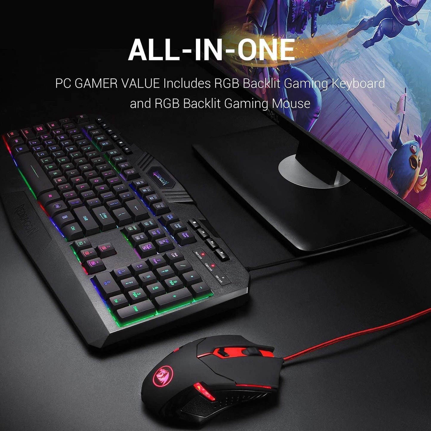 S101 Gaming Keyboard, M601 Mouse, RGB Backlit Gaming Keyboard, Programmable Backlit Gaming Mouse, Value Combo Set [New Version]