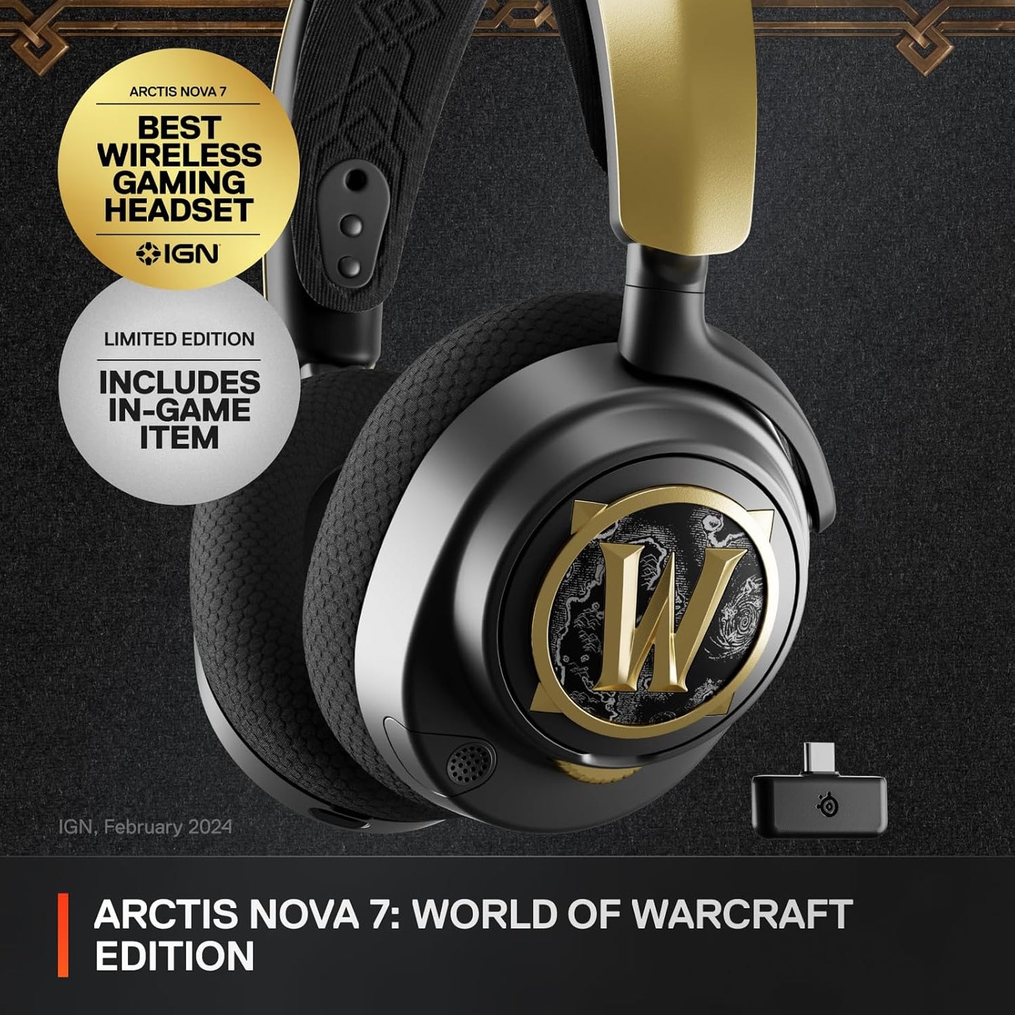 Arctis Nova 7 Wireless Multi-Platform Gaming Headset — World of Warcraft Edition — Free In-Game Items — 2.4Ghz + Mixable Bluetooth — 38H USB-C Battery — Playstation, PC, Switch