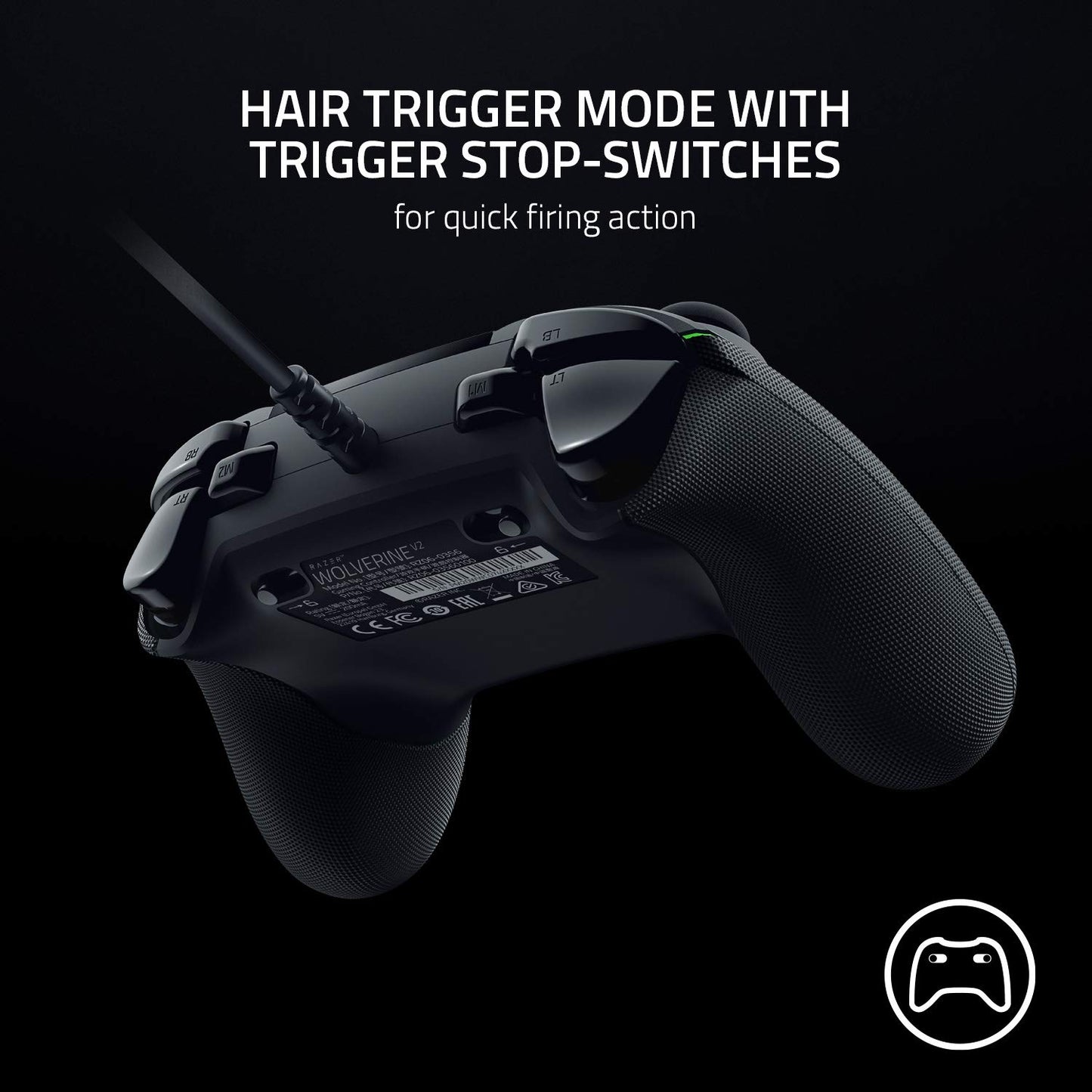 Wolverine V2 Wired Gaming Controller for Xbox Series X|S, Xbox One, PC: Remappable Front-Facing Buttons - Mecha-Tactile Action Buttons and D-Pad - Trigger Stop-Switches - Black