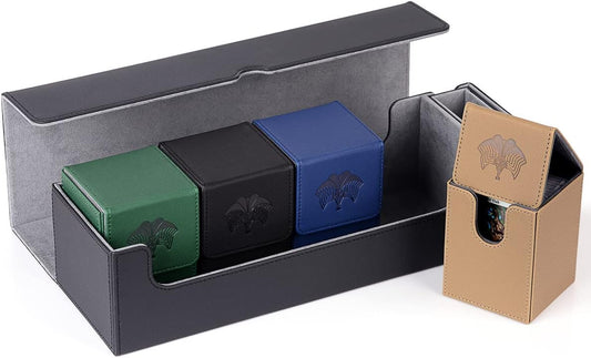 Card Deck Box 5 in 1 for YGO TCG Cards, Include 4 PCS YGO Card Deck Cases and a Premium Trading Card Storage Box with Dice Tray, Fit 1200+ Cards without Sleeves (Exodia) (Max)