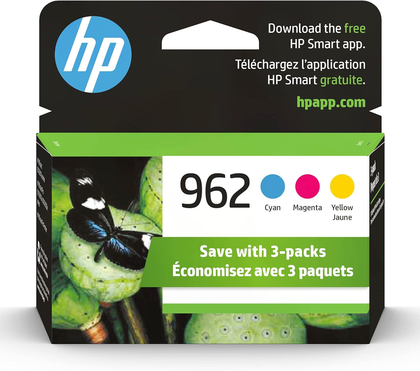 962 Cyan, Magenta, Yellow Ink Cartridges (3-Pack) | Works with Officejet 9010 Series,Officejet Pro 9010, 9020 Series | Eligible for Instant Ink | 3YP00AN